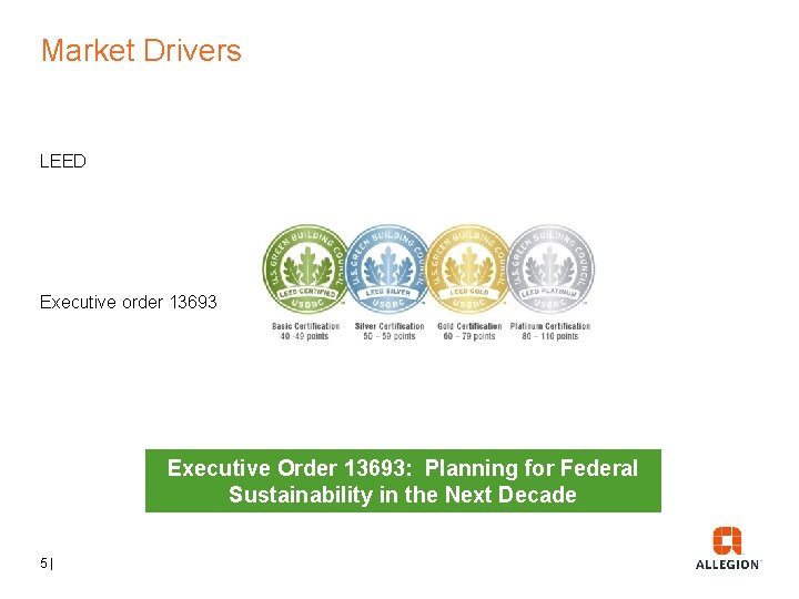 Market Drivers LEED Executive order 13693 Executive Order 13693: Planning for Federal Sustainability in Market Drivers LEED Executive order 13693 Executive Order 13693: Planning for Federal Sustainability in