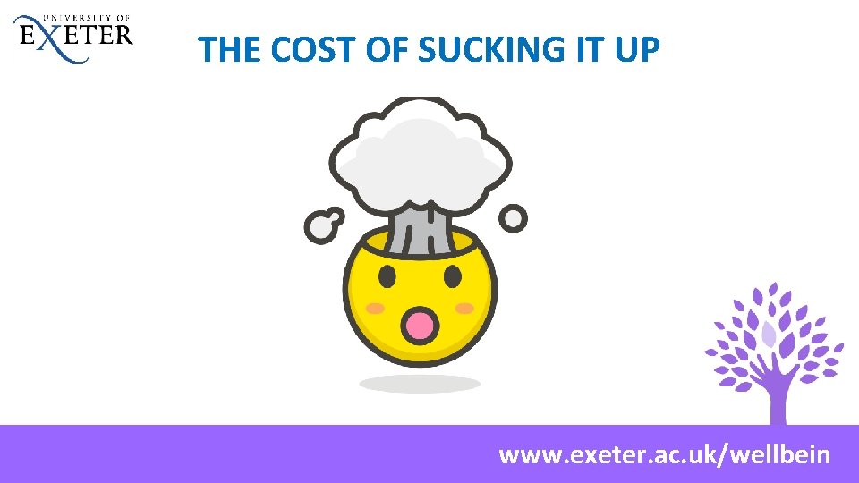THE COST OF SUCKING IT UP www. exeter. ac. uk/wellbein 