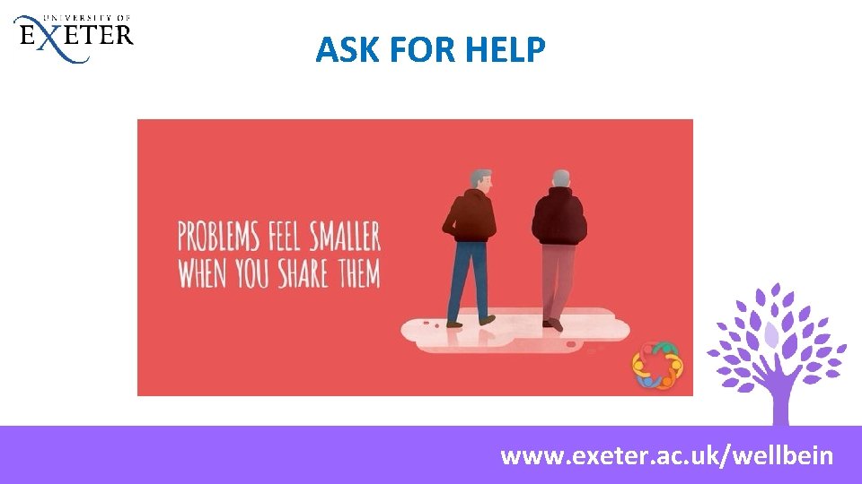 ASK FOR HELP www. exeter. ac. uk/wellbein 
