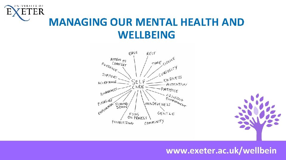 MANAGING OUR MENTAL HEALTH AND WELLBEING www. exeter. ac. uk/wellbein 