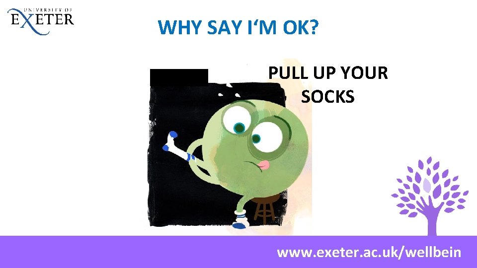 WHY SAY I‘M OK? PULL UP YOUR SOCKS www. exeter. ac. uk/wellbein 