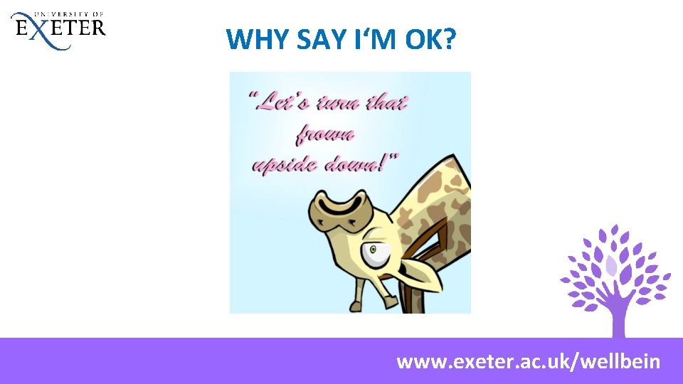 WHY SAY I‘M OK? www. exeter. ac. uk/wellbein 