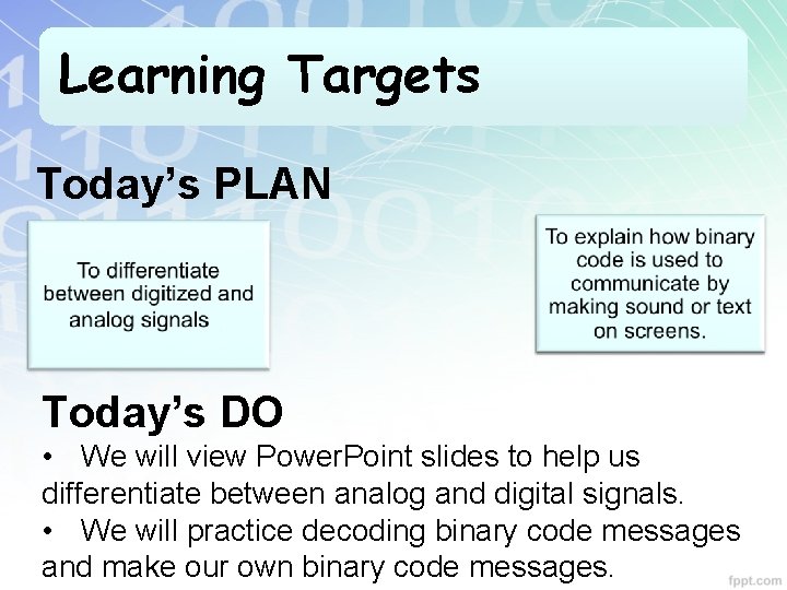Learning Targets Today’s PLAN Today’s DO • We will view Power. Point slides to Learning Targets Today’s PLAN Today’s DO • We will view Power. Point slides to