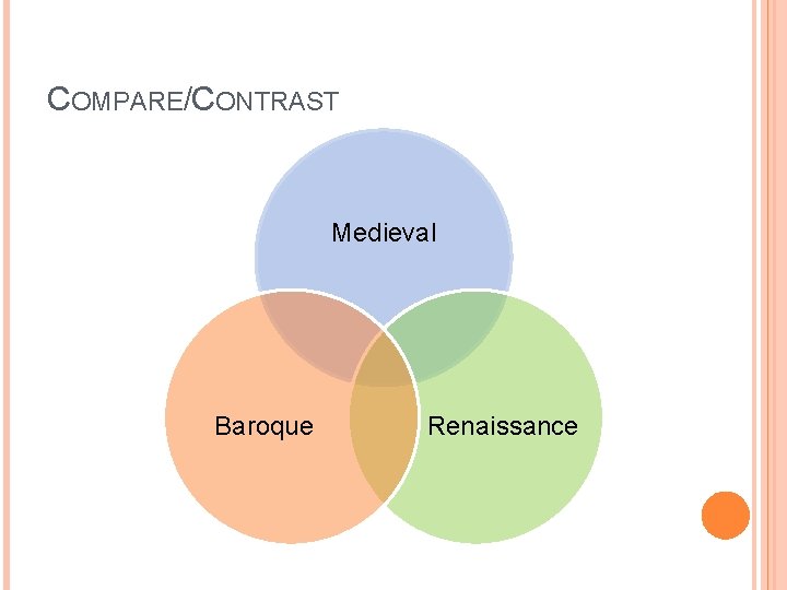 COMPARE/CONTRAST Medieval Baroque Renaissance 