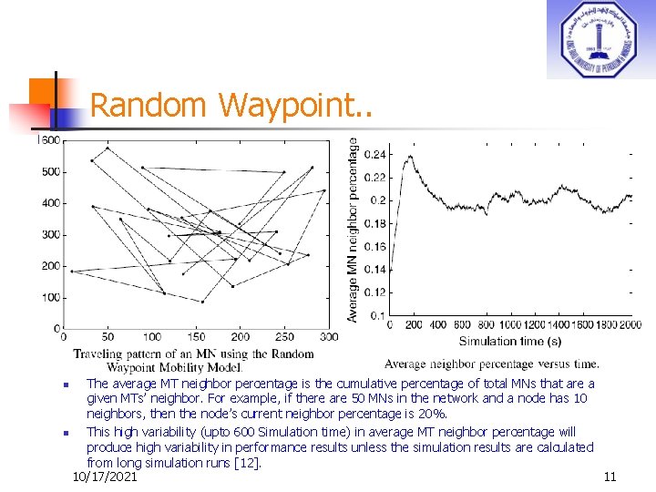 Random Waypoint. . The average MT neighbor percentage is the cumulative percentage of total