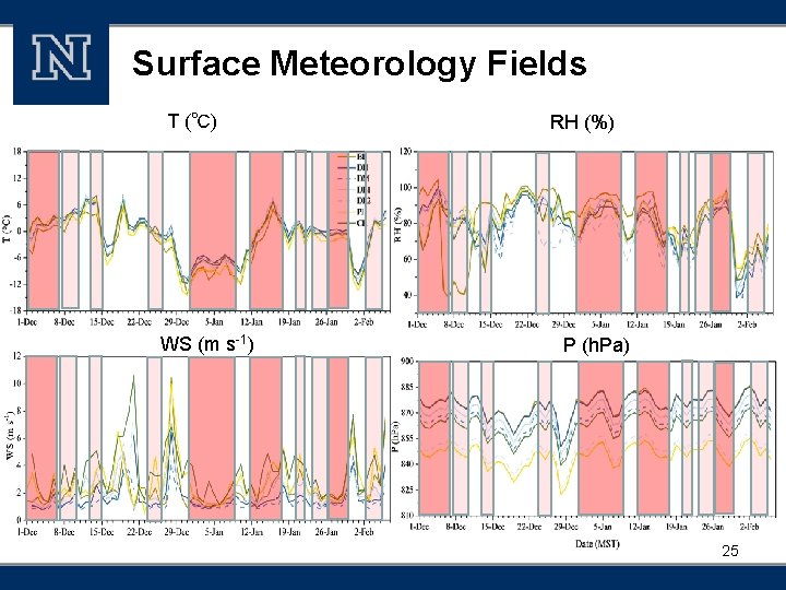 Surface Meteorology Fields T (℃) WS (m s-1) RH (%) P (h. Pa) 25