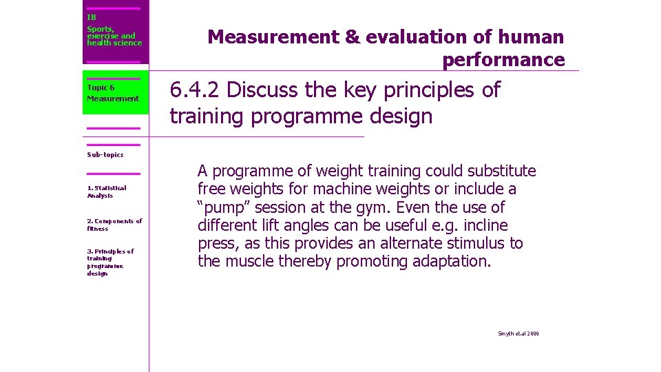 IB Sports, exercise and health science Topic 6 Measurement & evaluation of human performance