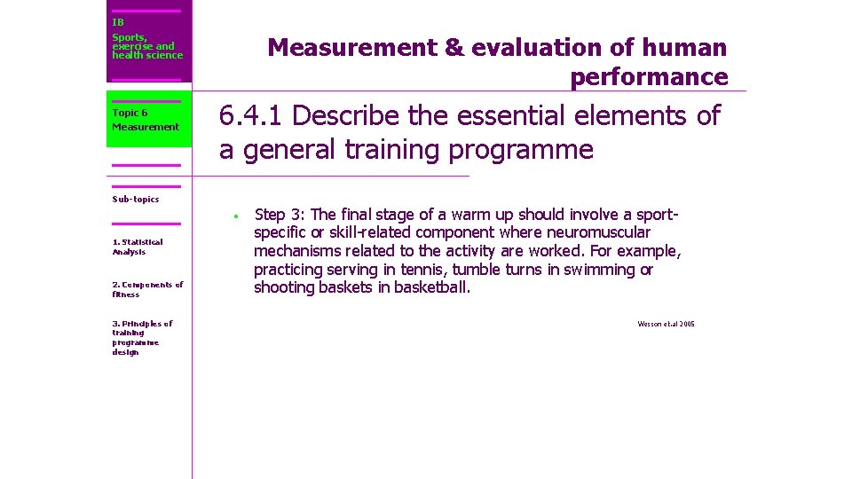 IB Sports, exercise and health science Topic 6 Measurement & evaluation of human performance