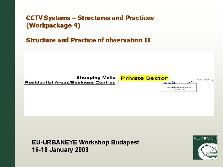 CCTV Systems – Structures and Practices (Workpackage 4) Structure and Practice of observation II