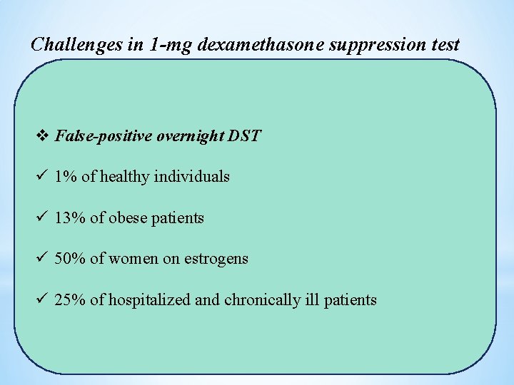 Challenges in 1 -mg dexamethasone suppression test I. A high false positive rate (up