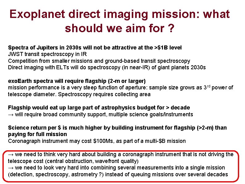 Exoplanet direct imaging mission: what should we aim for ? Spectra of Jupiters in