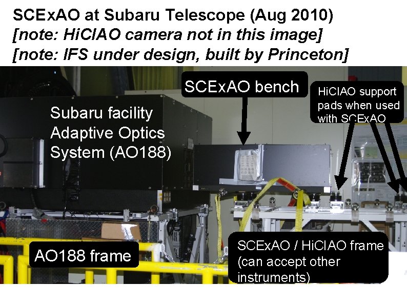 SCEx. AO at Subaru Telescope (Aug 2010) [note: Hi. CIAO camera not in this