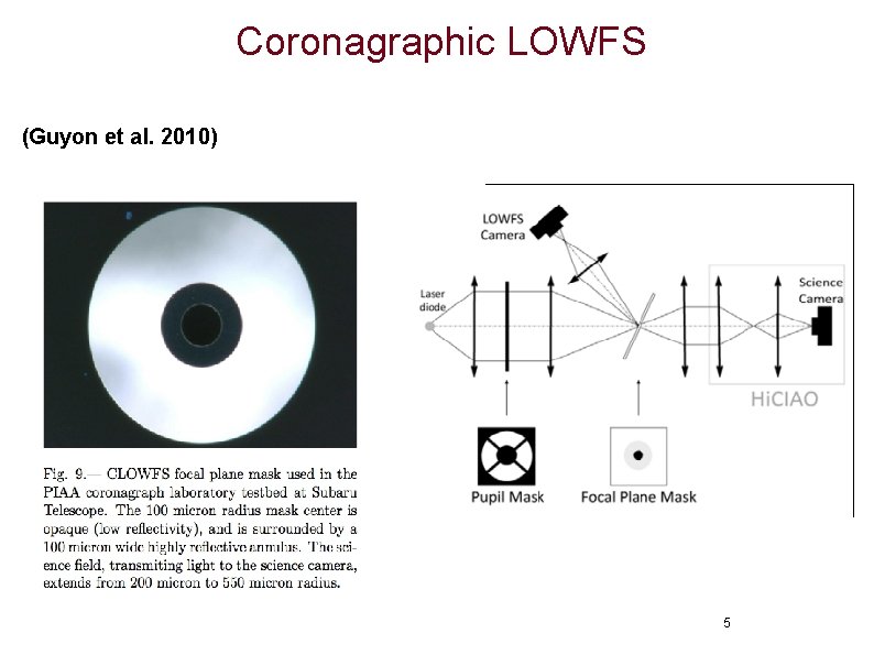 Coronagraphic LOWFS (Guyon et al. 2010) 5 