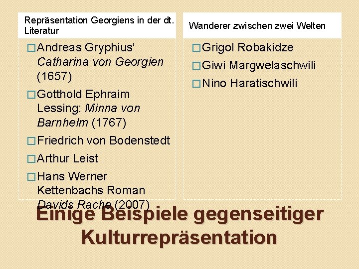 Repräsentation Georgiens in der dt. Literatur Wanderer zwischen zwei Welten � Andreas � Grigol