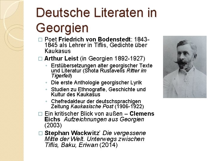 Deutsche Literaten in Georgien Poet Friedrich von Bodenstedt: 18431845 als Lehrer in Tiflis, Gedichte