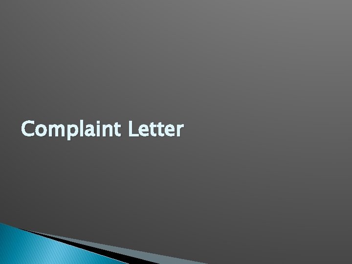 Complaint Letter 