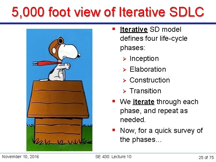 5, 000 foot view of Iterative SDLC § Iterative SD model defines four life-cycle