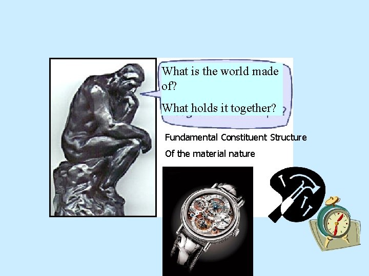 What is the world made of? What holds it together? Fundamental Constituent Structure Of