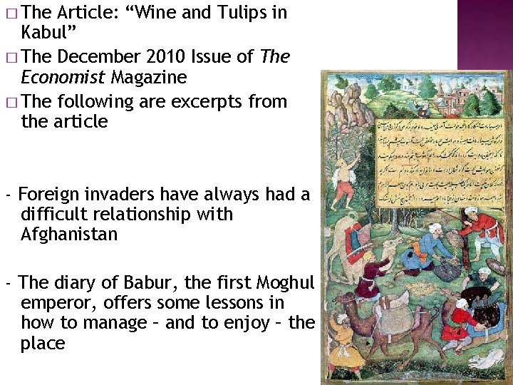 � The Article: “Wine and Tulips in Kabul” � The December 2010 Issue of