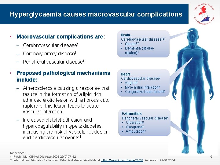 Hyperglycaemia causes macrovascular complications • Macrovascular complications are: – Cerebrovascular disease 1 – Coronary