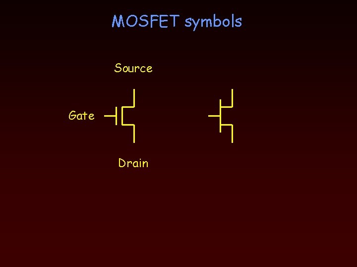MOSFET symbols Source Gate Drain 