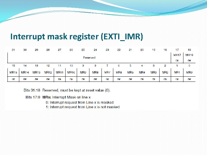 Interrupt mask register (EXTI_IMR) 