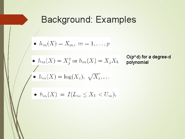 Background: Examples O(p^d) for a degree-d polynomial 