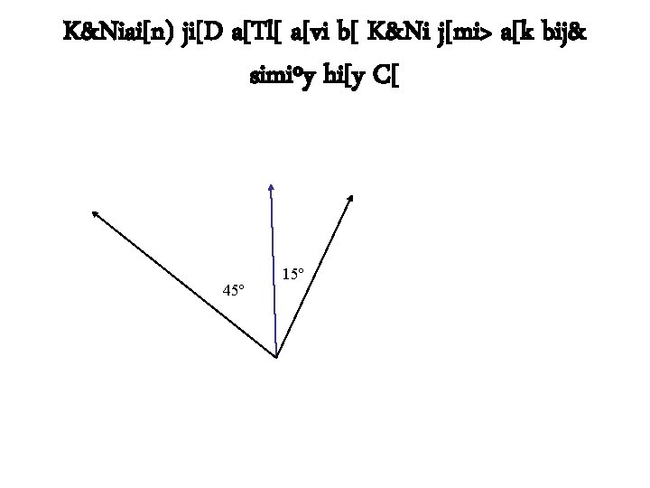 K&Niai[n) ji[D a[Tl[ a[vi b[ K&Ni j[mi> a[k bij& simiºy hi[y C[ 45º 15º