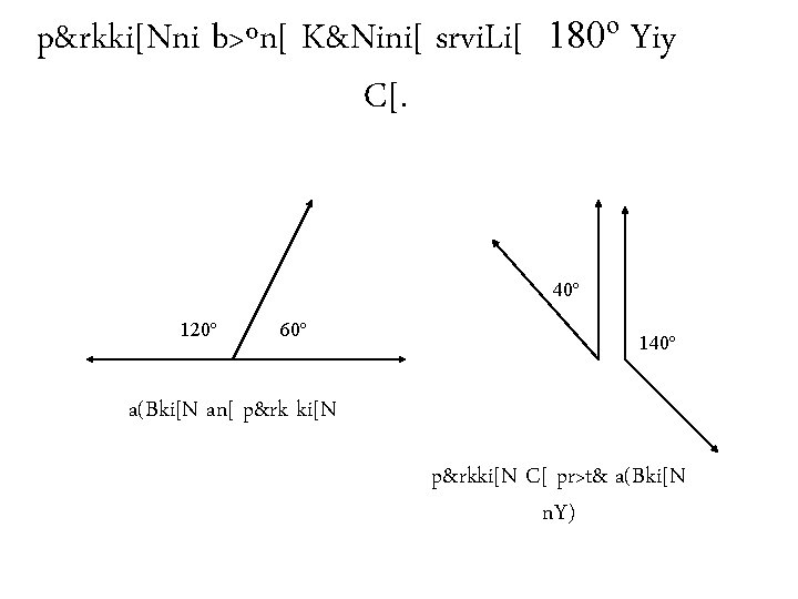 p&rkki[Nni b>ºn[ K&Nini[ srvi. Li[ 180º Yiy C[. 40º 120º 60º 140º a(Bki[N an[
