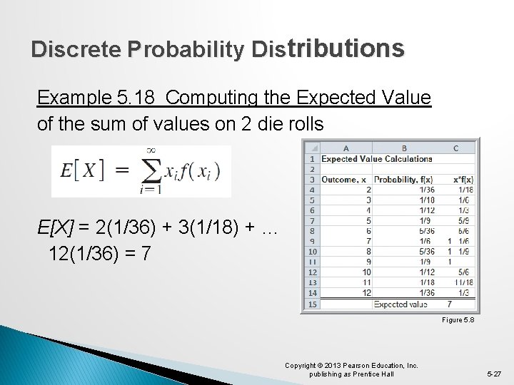 Discrete Probability Distributions Example 5. 18 Computing the Expected Value of the sum of