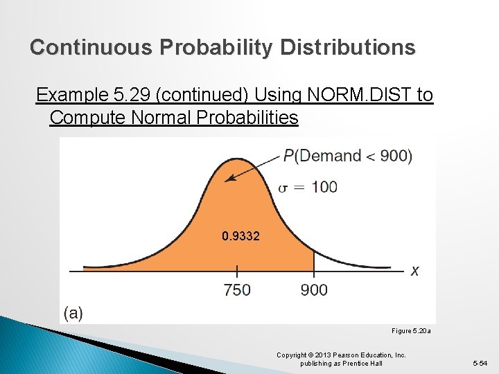 Continuous Probability Distributions Example 5. 29 (continued) Using NORM. DIST to Compute Normal Probabilities
