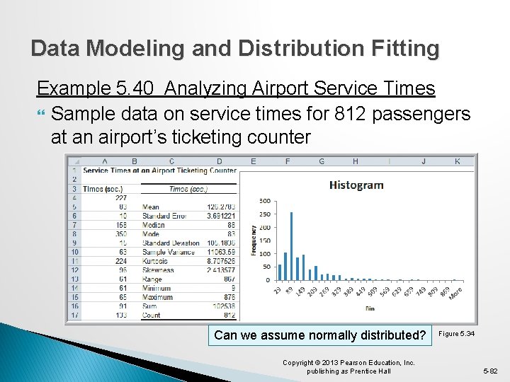 Data Modeling and Distribution Fitting Example 5. 40 Analyzing Airport Service Times Sample data