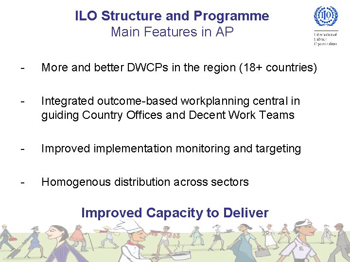 ILO Structure and Programme Main Features in AP - More and better DWCPs in