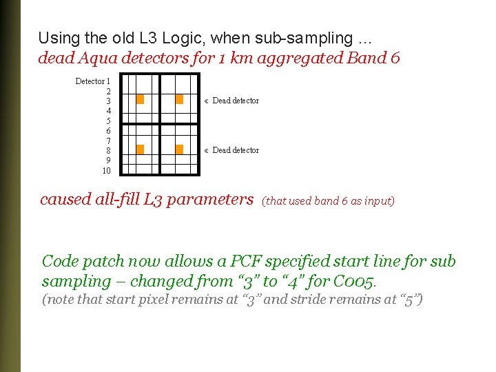 Using the old L 3 Logic, when sub-sampling … dead Aqua detectors for 1