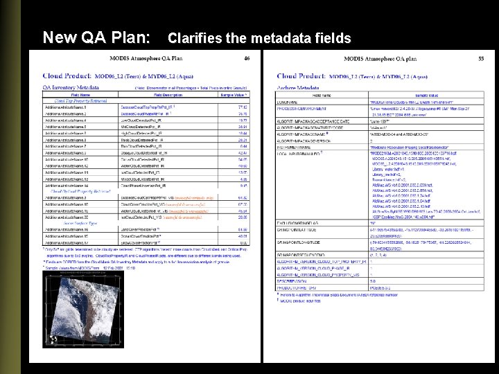 New QA Plan: Clarifies the metadata fields 