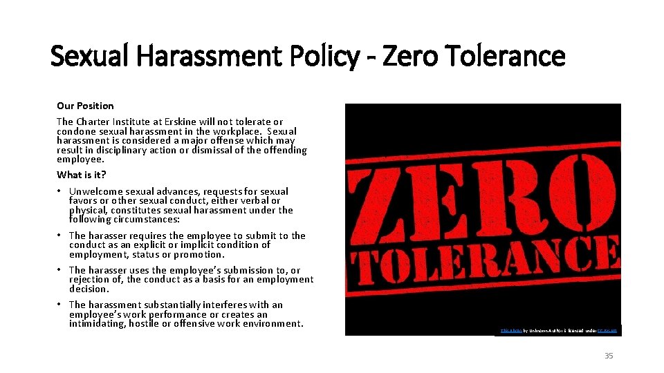 Sexual Harassment Policy - Zero Tolerance Our Position The Charter Institute at Erskine will