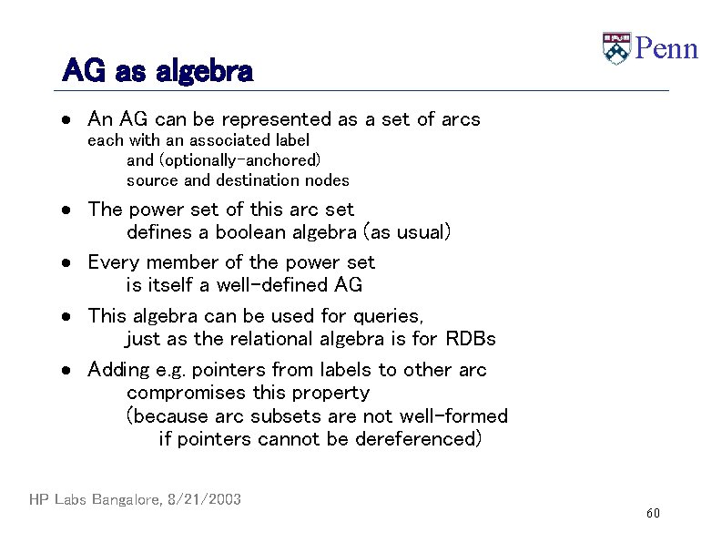 AG as algebra Penn · An AG can be represented as a set of