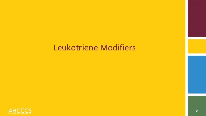 Leukotriene Modifiers 14 