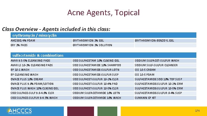 Acne Agents, Topical Class Overview - Agents included in this class: erythromycin / minocyclin