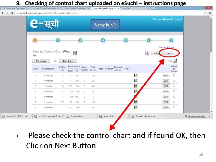 8. Checking of control chart uploaded on e. Suchi – instructions page Sample NP