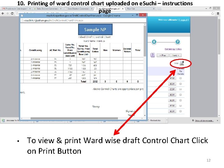 10. Printing of ward control chart uploaded on e. Suchi – instructions page Sample