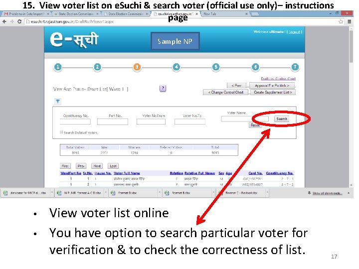 15. View voter list on e. Suchi & search voter (official use only)– instructions