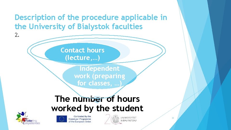 Description of the procedure applicable in the University of Bialystok faculties 2. Contact hours