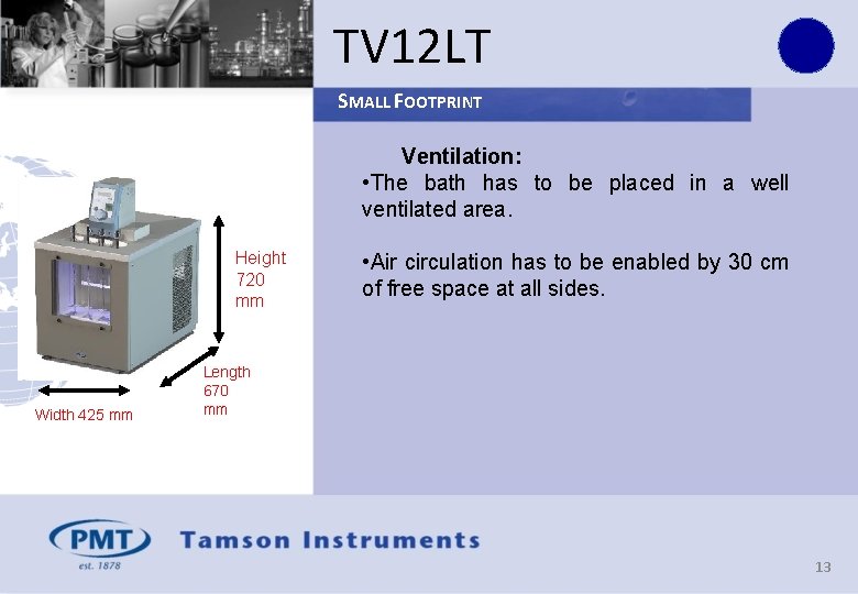 TV 12 LT SMALL FOOTPRINT Ventilation: • The bath has to be placed in