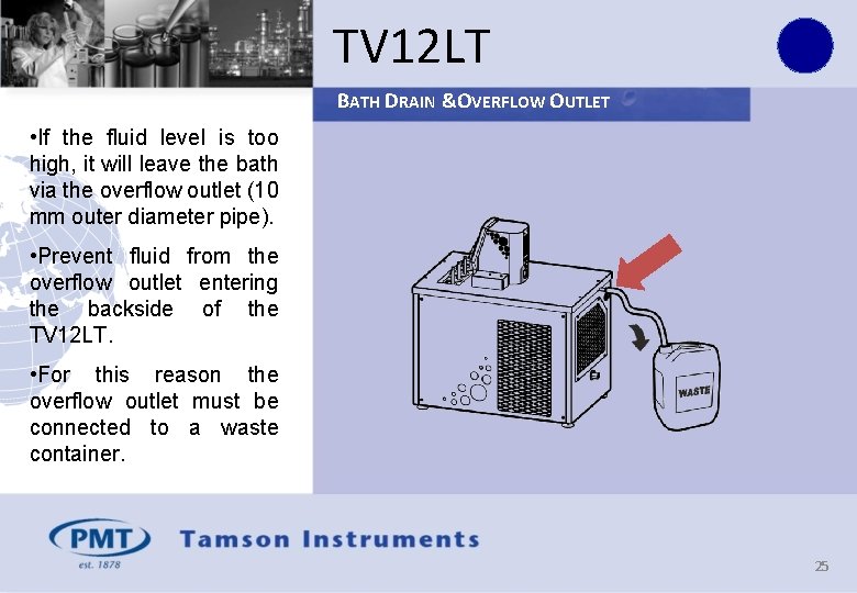 TV 12 LT BATH DRAIN &OVERFLOW OUTLET • If the fluid level is too