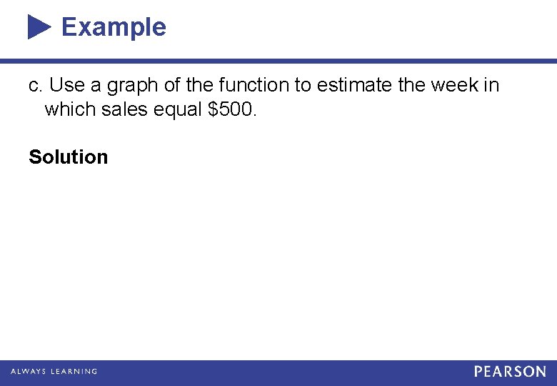 Example c. Use a graph of the function to estimate the week in which