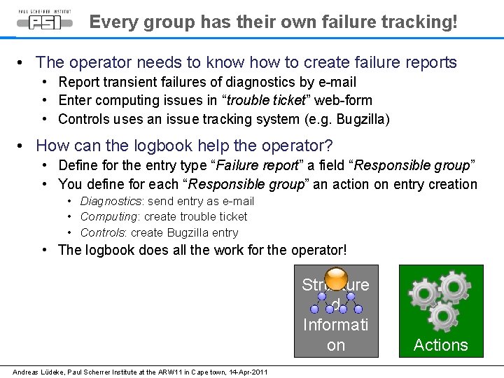 Every group has their own failure tracking! • The operator needs to know how