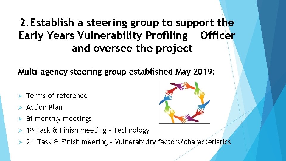 2. Establish a steering group to support the Early Years Vulnerability Profiling Officer and