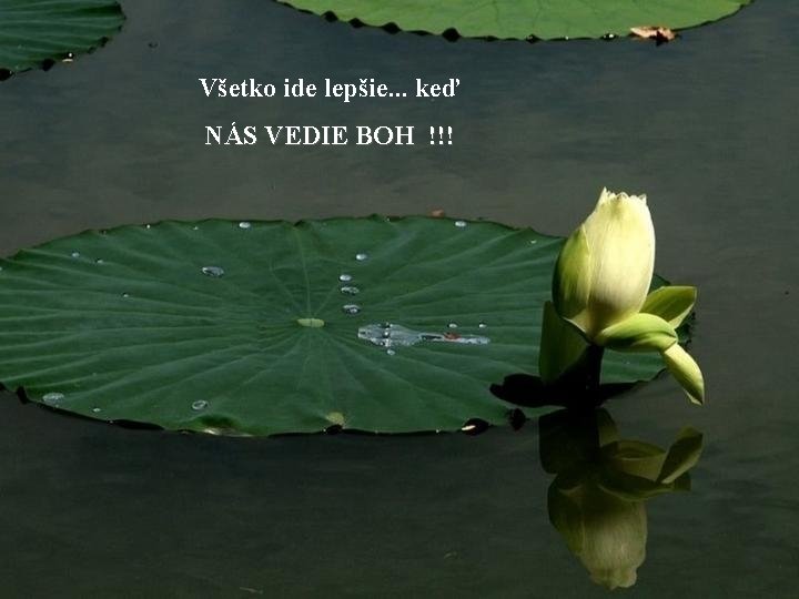 Všetko ide lepšie. . . keď NÁS VEDIE BOH !!! 