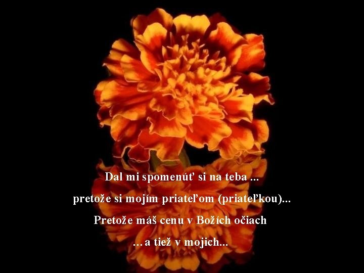 Dal mi spomenúť si na teba. . . pretože si mojím priateľom (priateľkou). .